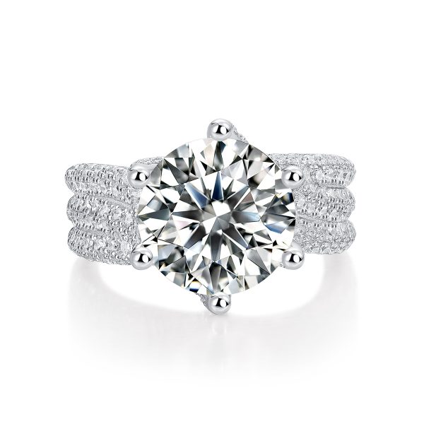 Luxury Fashion Large Diamond Ring Moissanite Silver Ring - Image 6