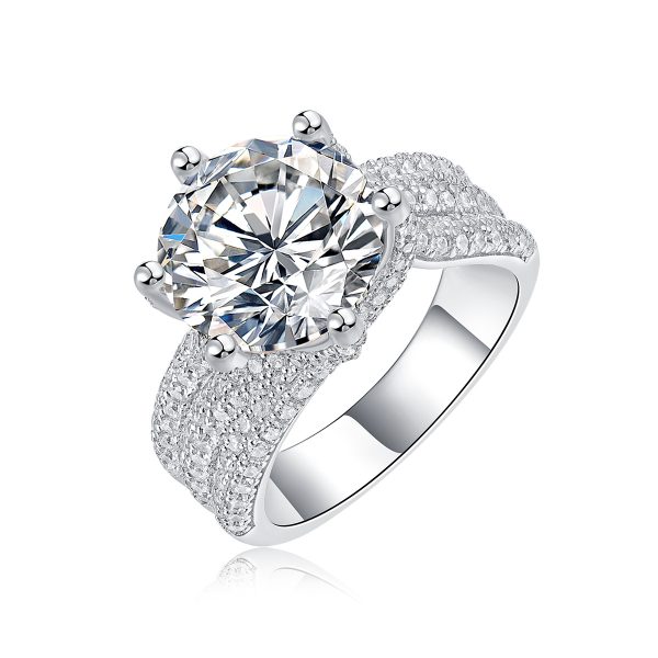 Luxury Fashion Large Diamond Ring Moissanite Silver Ring - Image 4