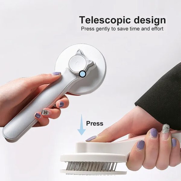 Cat Grooming Brush, Self Cleaning Slicker Brushes For Dogs Pet Hair Removal Comb Stainless Steel Needle Cat Brush Self Cleaning For Cats Dogs Hair Remover Scraper Pet Grooming Tool - Image 6