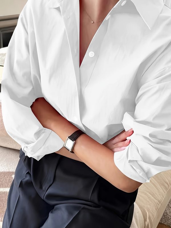 Simple Casual Long Sleeve Solid Color Shirt With Pocket - Image 8