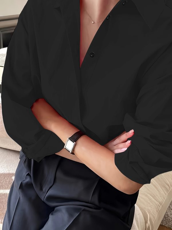 Simple Casual Long Sleeve Solid Color Shirt With Pocket - Image 7