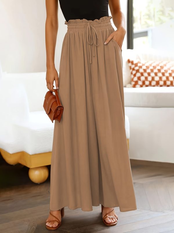 Ladies Plus Size Casual Pants Elastic Waist Wide-leg Pants - Image 5