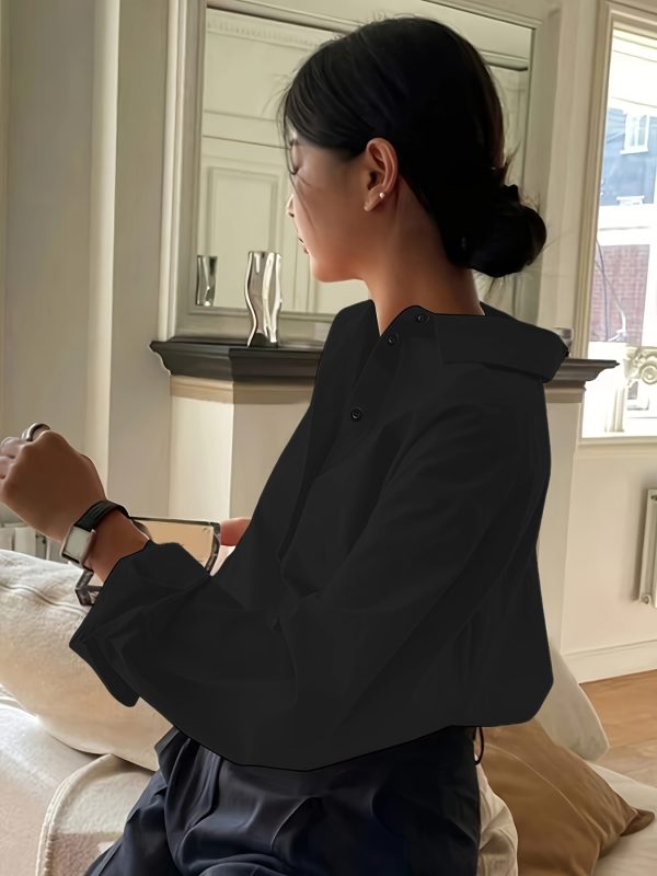 Simple Casual Long Sleeve Solid Color Shirt With Pocket - Image 5