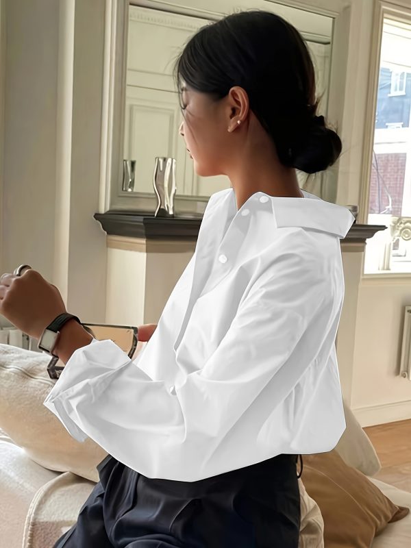 Simple Casual Long Sleeve Solid Color Shirt With Pocket - Image 4