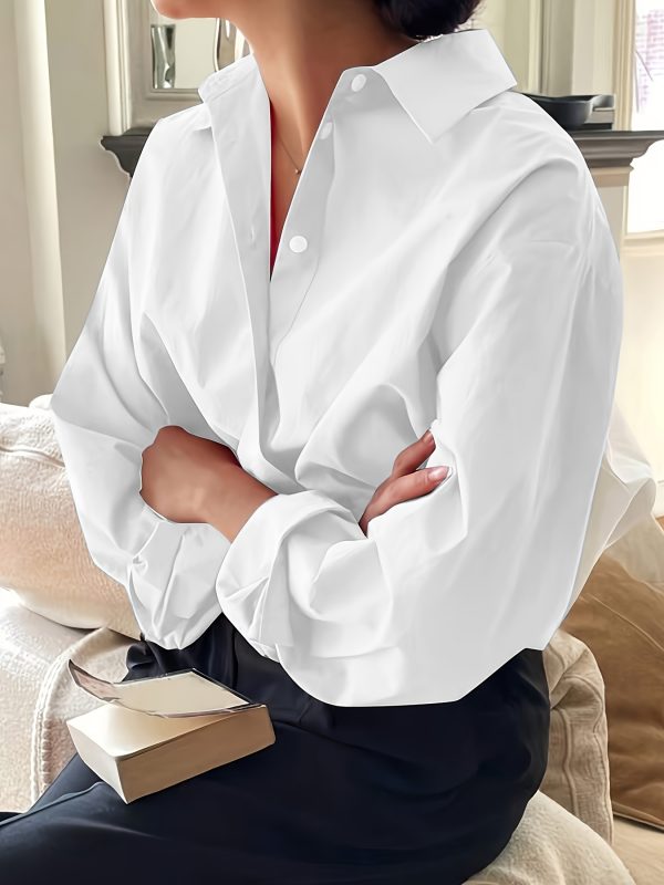 Simple Casual Long Sleeve Solid Color Shirt With Pocket - Image 3