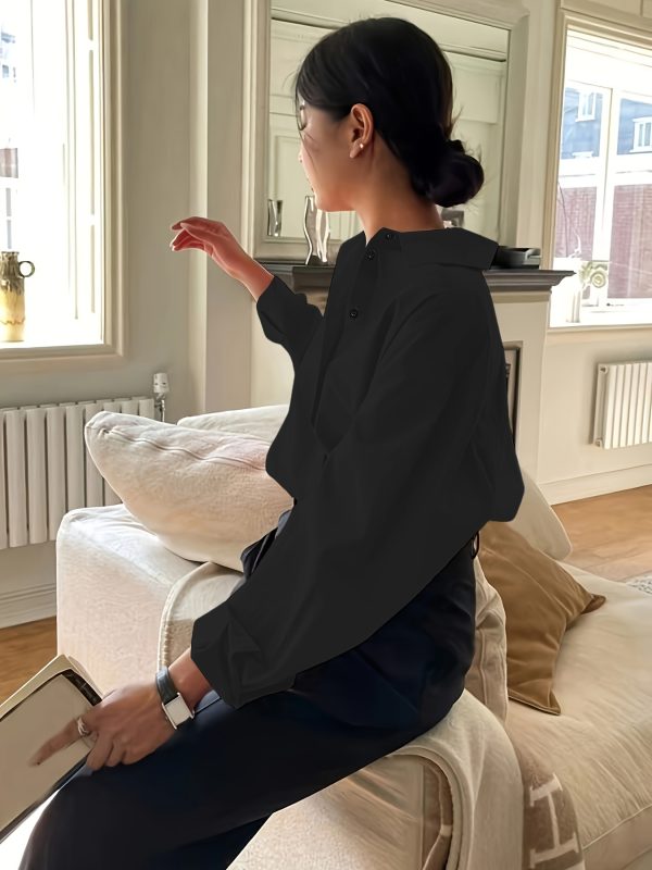 Simple Casual Long Sleeve Solid Color Shirt With Pocket - Image 10