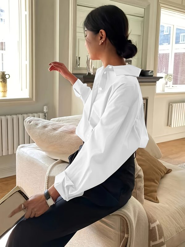 Simple Casual Long Sleeve Solid Color Shirt With Pocket - Image 2