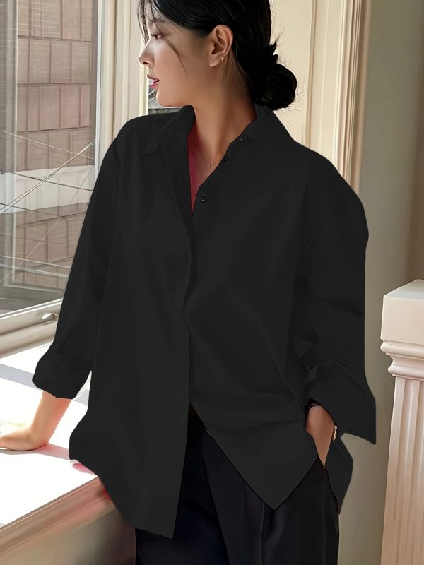 Simple Casual Long Sleeve Solid Color Shirt With Pocket - Image 6