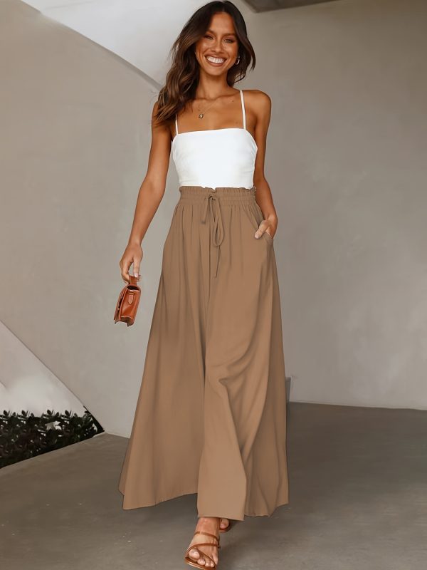 Ladies Plus Size Casual Pants Elastic Waist Wide-leg Pants - Image 7