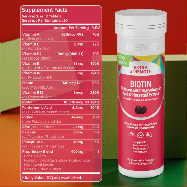 BSYS Coffee-flavored Biotin Chews Hair That Grows  Nails That Shine These Tasty Supplements Taste Like Your Favorite Brew No Chalky Mess Just Glow From The Inside Out HairGoals  CoffeeLo - Image 10